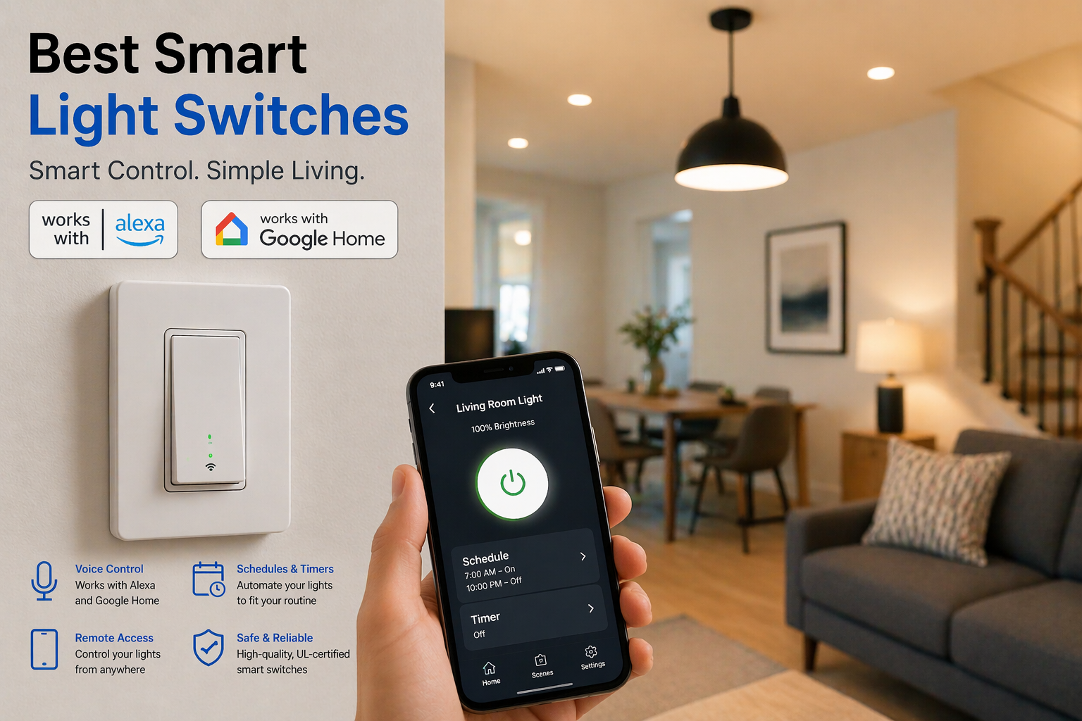 Best smart light switches for Alexa and Google Home for easy voice-controlled lighting