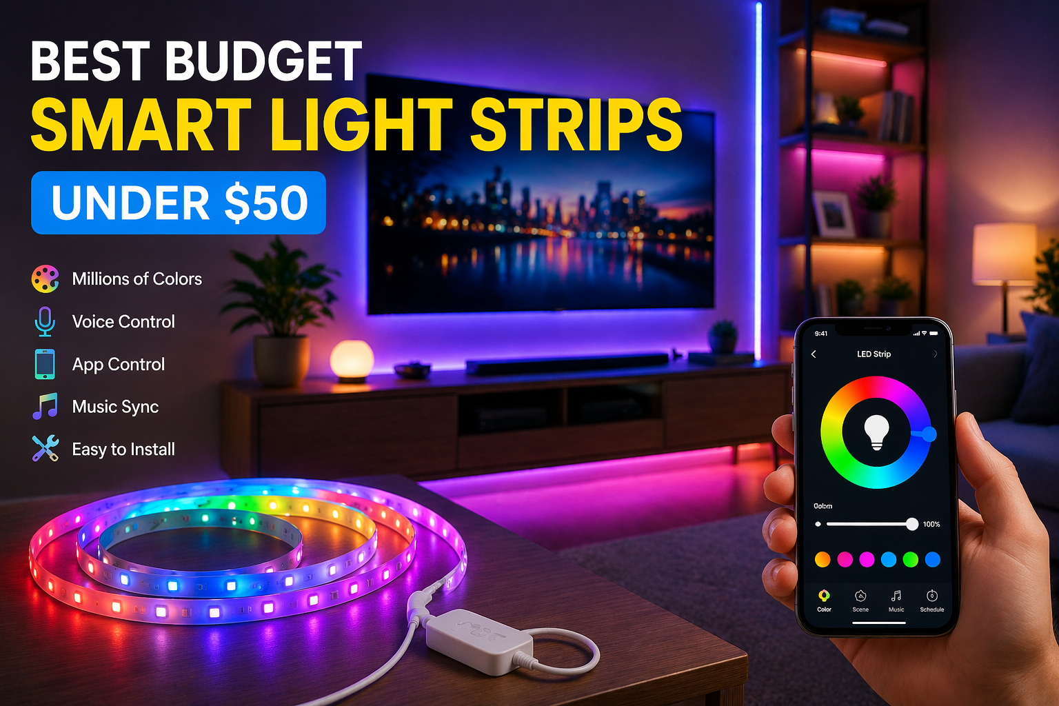 Best Budget Smart Light Strips under $50 can instantly transform bedrooms, gaming setups, and apartments.