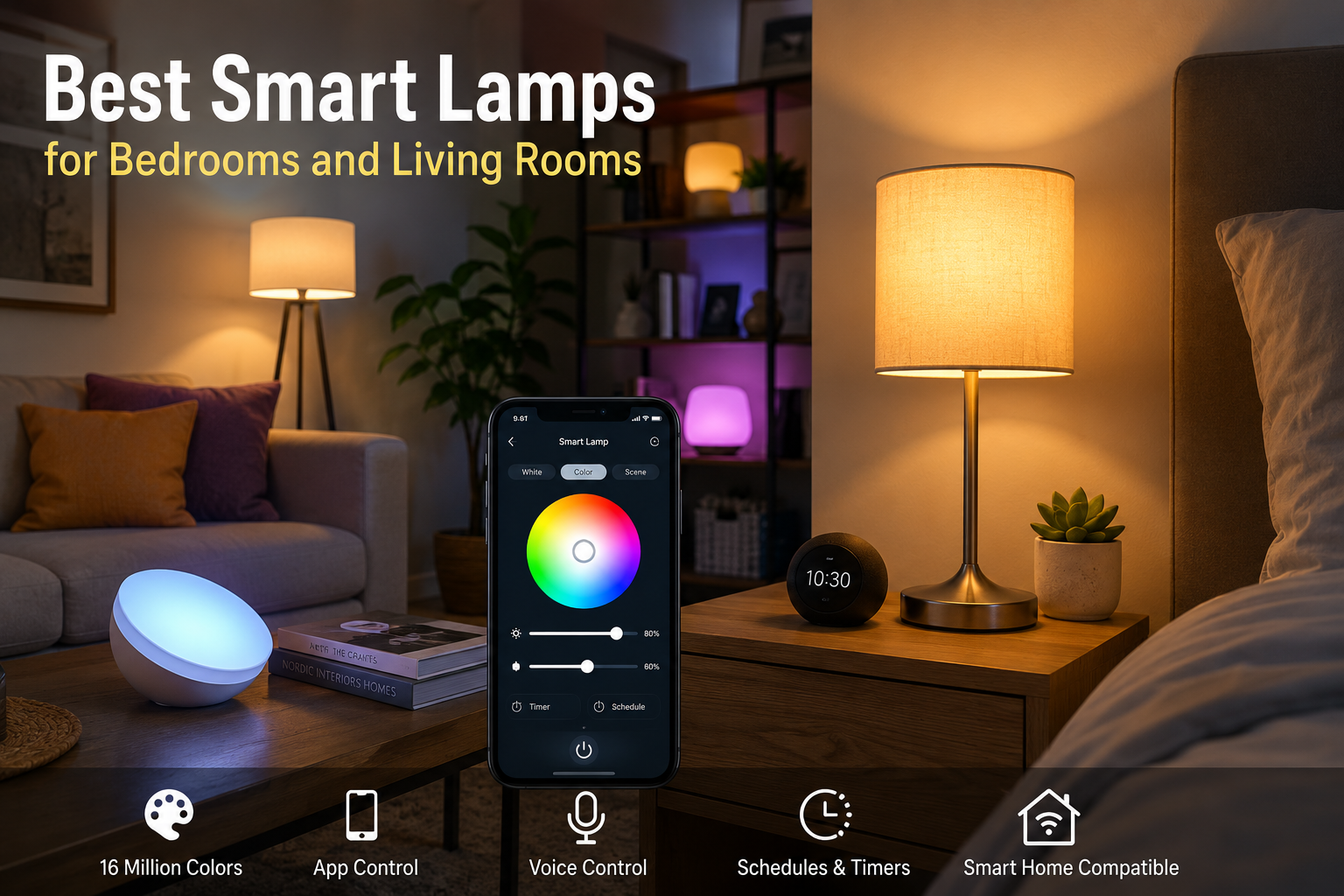 best smart lamps for bedrooms and living rooms with ambient lighting in a modern smart home