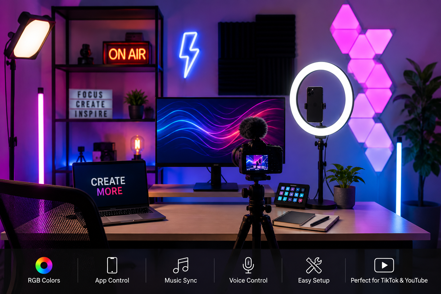 best smart lights for content creators in a modern TikTok and YouTube studio setup