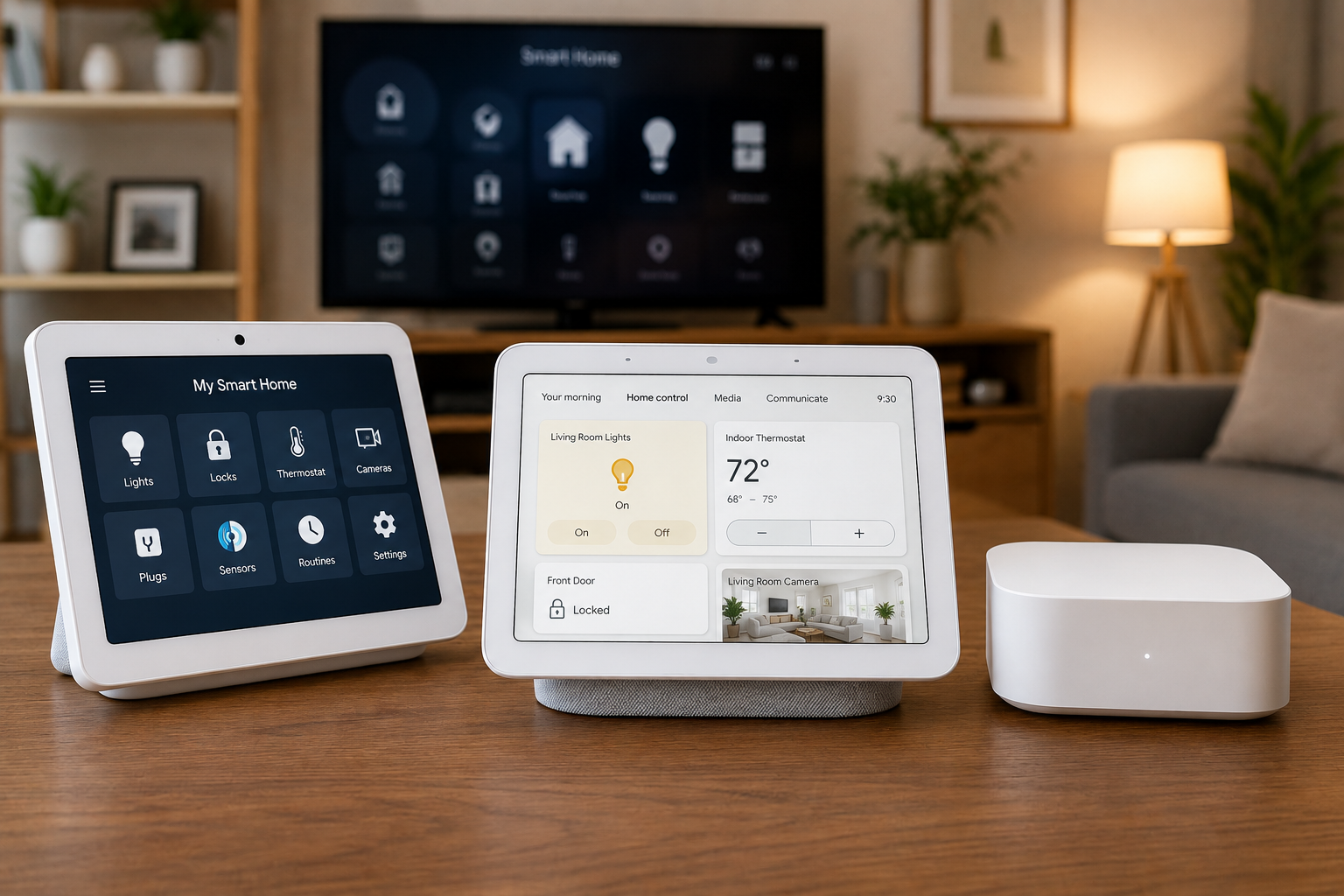 best smart home hubs for Alexa and Google Home setup with smart displays, automation dashboard, and connected smart home devices