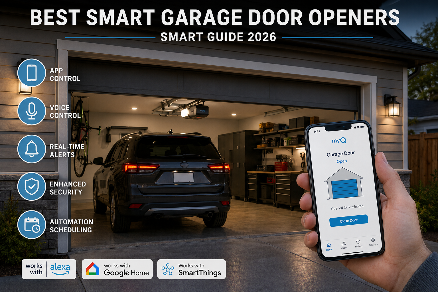 best smart garage door openers with smartphone app control and modern automated garage setup