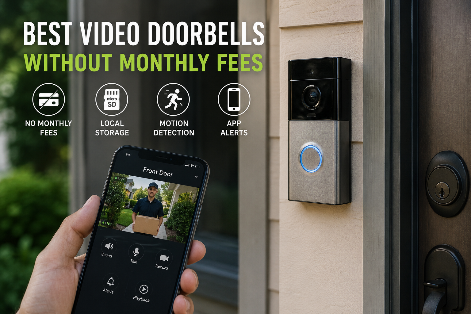best video doorbells without monthly fees with local storage and smart front door security setup