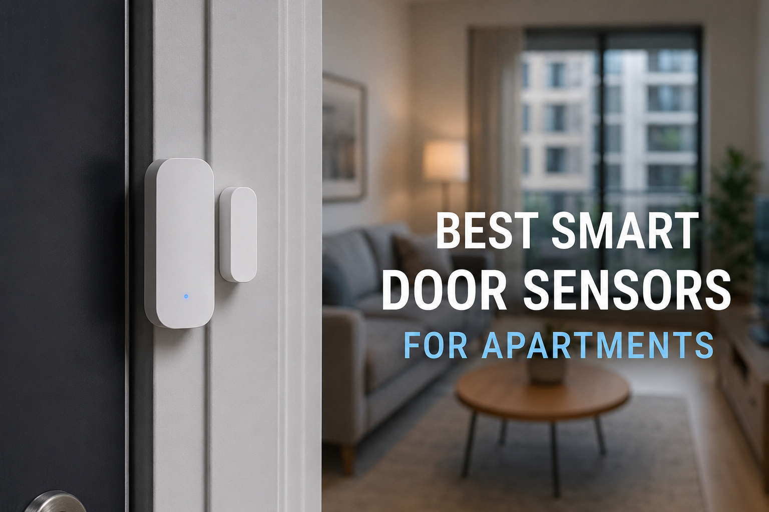 smart door sensors for apartments installed on modern apartment entry door